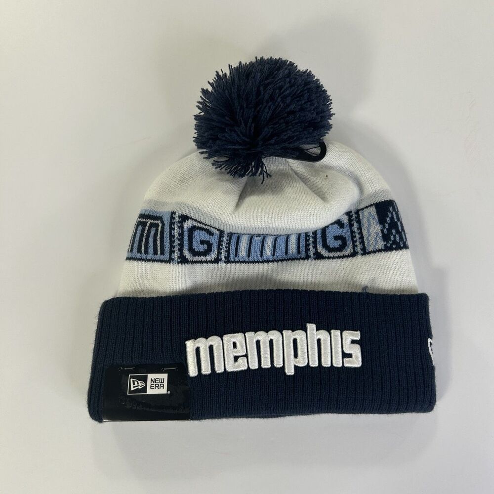 New Era Navy/White Memphis Grizzlies 2025/26 City Ed. Beanie Pom Knit Hat - New!